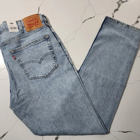 Levi's 502 Taper Stretch Blue Jeans Men's Size 38x34 - Picture 2 of 6